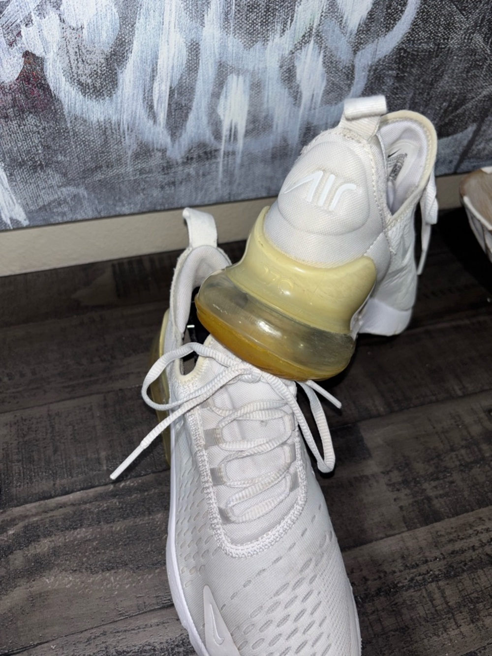 Nike Air Max 270 Triple White Metallic Silver Size 6Y - Picture 5 of 14